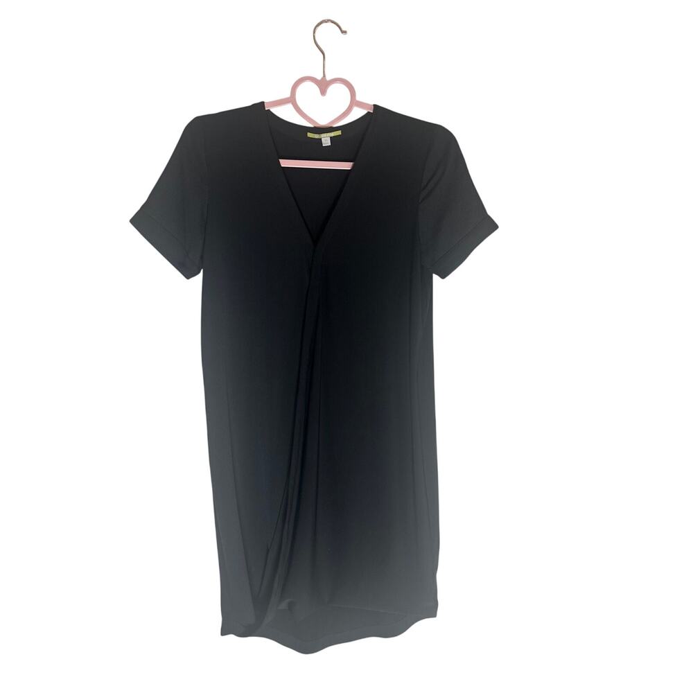 Gianni Bini Women's Draped Short Sleeve Mini Dress XS Black Stretchy Elegant